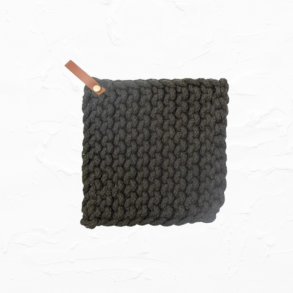 Crocheted Pot Holder with Leather Loop - Image 4