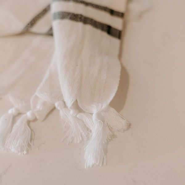 Turkish Cotton + Bamboo Hand Towel - Two Stripe - Image 2