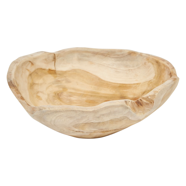 Raw Edge Teak Wood Bowl - Image 3