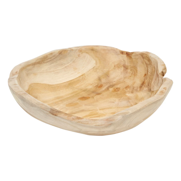 Raw Edge Teak Wood Bowl - Image 5