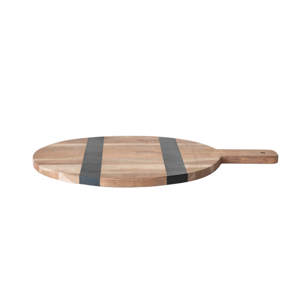 Round Mango Wood Cheese Board with Handle - Image 2